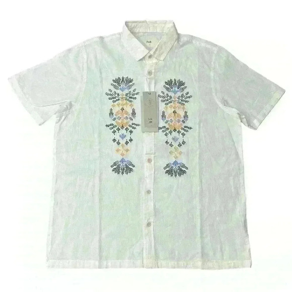 Folk Mast SS Button Down T-Shirt, White, Size M - Picture 1 of 6